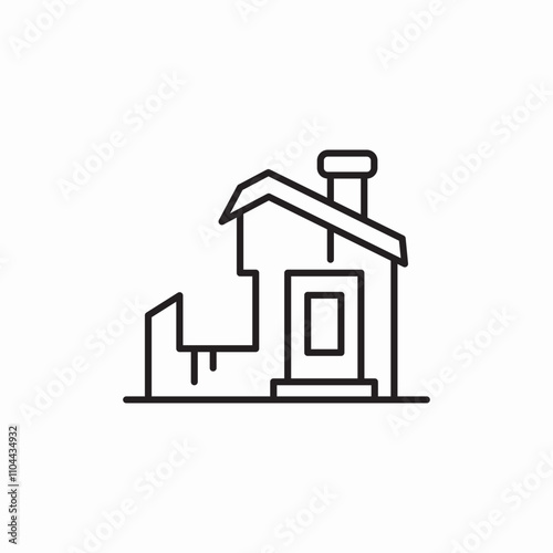 ruined house icon sign vector