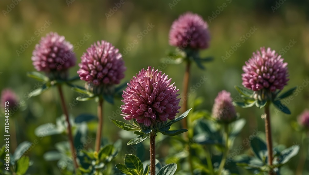 Close-up of red clover flowers in a field. Close-up of red clover flowers in a field.