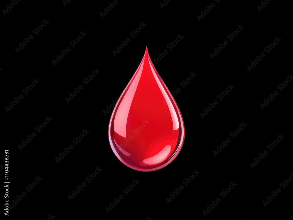 Glossy red blood drop on black background for medical and health design National Blood Donor Month Glossy red blood drop on black background for medical and health design National Blood Donor Month