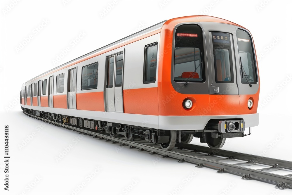 A sleek, modern orange and white subway train on its tracks, symbolizing urban transport innovation. A sleek, modern orange and white subway train on its tracks, symbolizing urban transport innovation.