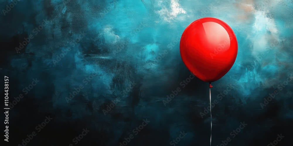 A vibrant red balloon floats against a textured blue background, creating a striking contrast, This image can be utilized for cheerful themes, celebrations, or as a metaphor for buoyancy and hope, A vibrant red balloon floats against a textured blue background, creating a striking contrast, This image can be utilized for cheerful themes, celebrations, or as a metaphor for buoyancy and hope,