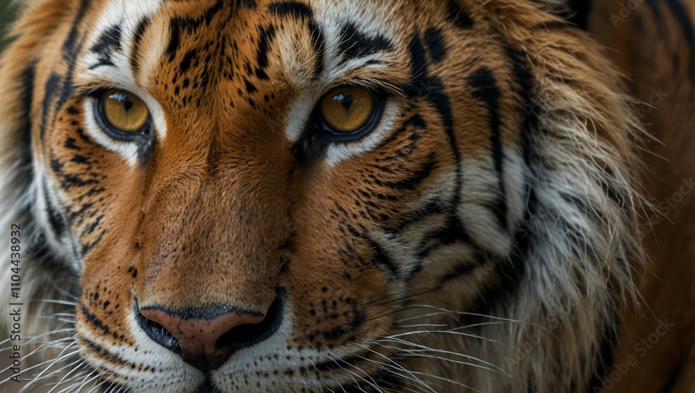 Fototapeta premium Close-up portrait of a Bengal tiger with piercing eyes.