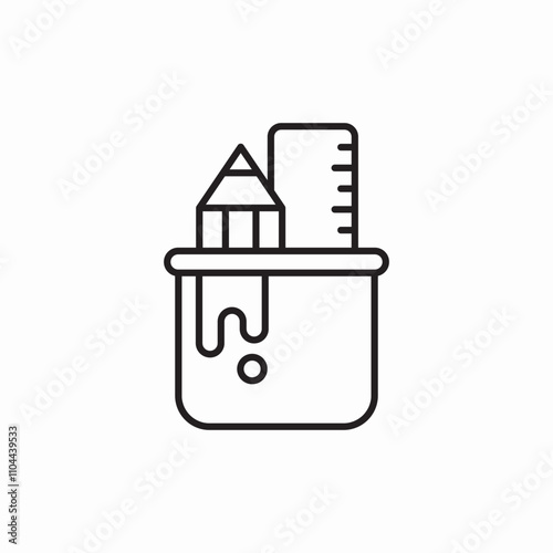 pencil ruler in cup icon sign vector