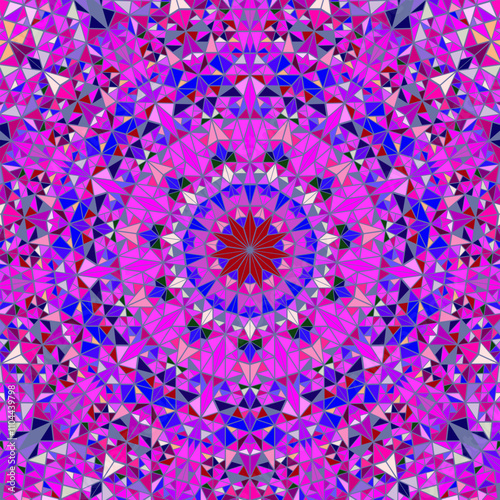 Polygonal dynamic circular tiled mosaic background - abstract colorful hypnotic vector design with triangle tiles