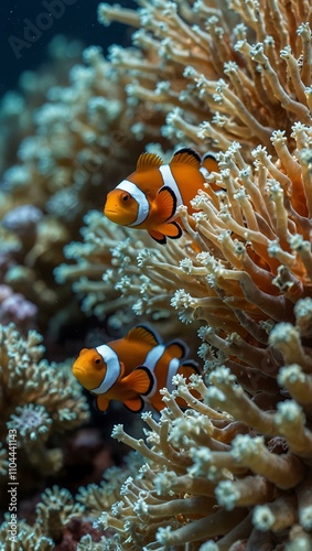 Clownfish in coral reefs.