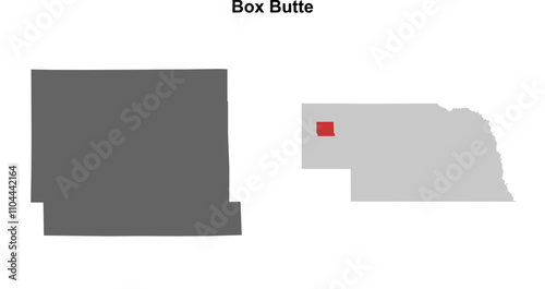 Box Butte County (Nebraska) blank outline map set