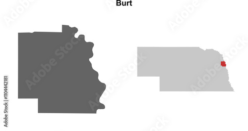 Burt County (Nebraska) blank outline map set