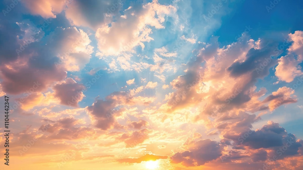 Vibrant sunset sky with clouds Vibrant sunset sky with clouds