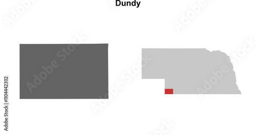 Dundy County (Nebraska) blank outline map set photo