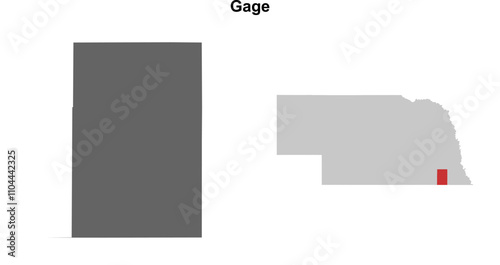 Gage County (Nebraska) blank outline map set