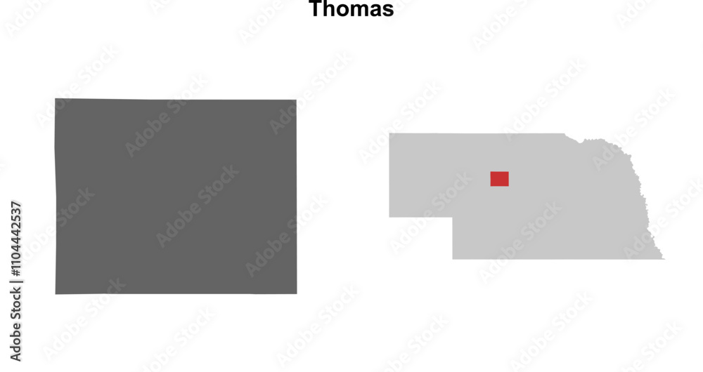 Thomas County (Nebraska) blank outline map set Thomas County (Nebraska) blank outline map set