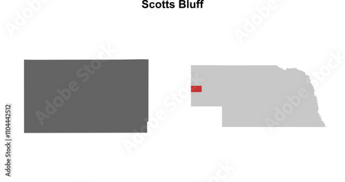 Scotts Bluff County (Nebraska) blank outline map set