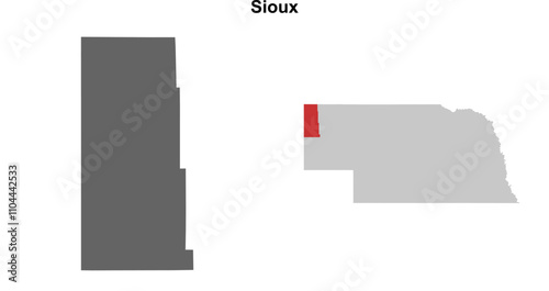 Sioux County (Nebraska) blank outline map set