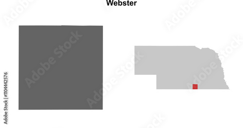 Webster County (Nebraska) blank outline map set