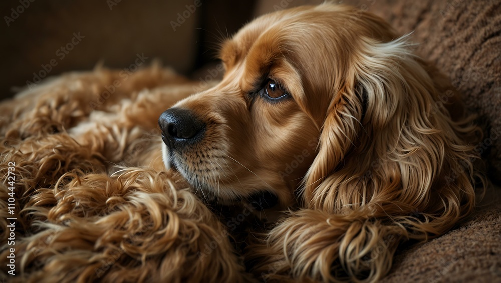 Cocker Spaniel resting peacefully. Cocker Spaniel resting peacefully.