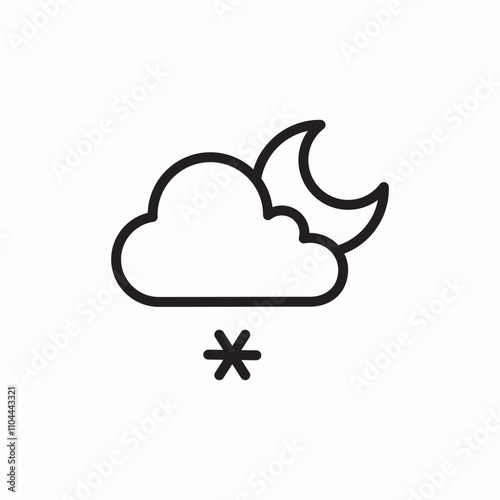 cloud snow night icon sign vector