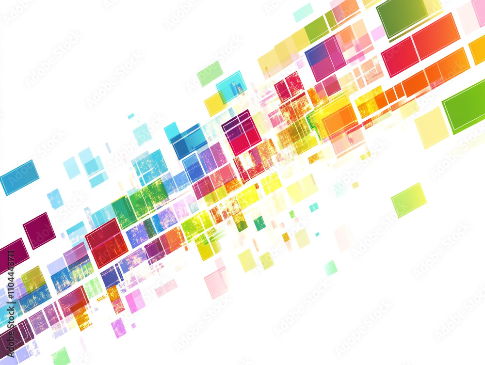 Abstract colorful background with geometric squares and space for text. Isolated on a white background.