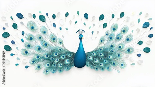   A large blue peacock has feathers spread out from its back, creating a stunning display on its tail