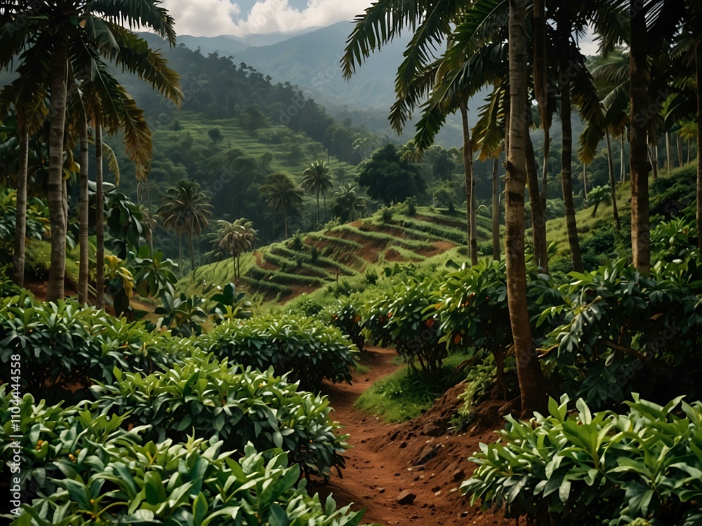 Fototapeta premium Coffee plantation in Honduran mountains.
