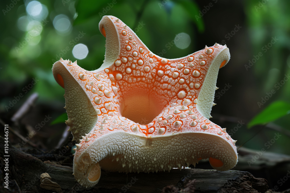Rare Devil\'s Cigar mushroom reveals its star shape in a Texas forest Rare Devil\'s Cigar mushroom reveals its star shape in a Texas forest
