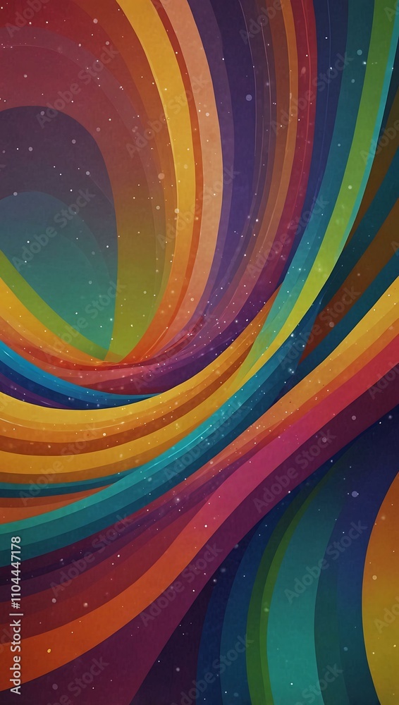 Obraz premium Colorful abstract background with wavy lines and floating circles.