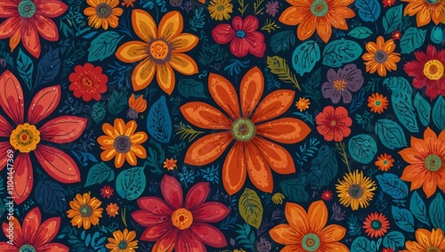 Colorful abstract floral pattern illustration.