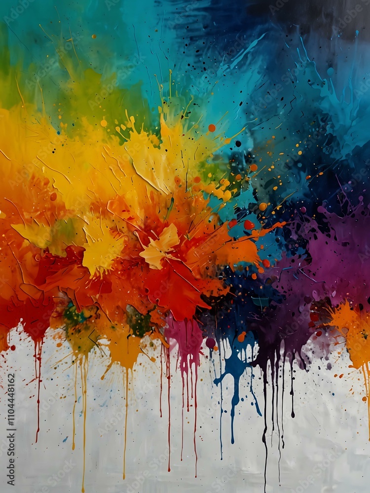 Fototapeta premium Colorful acrylic painting with textured details.