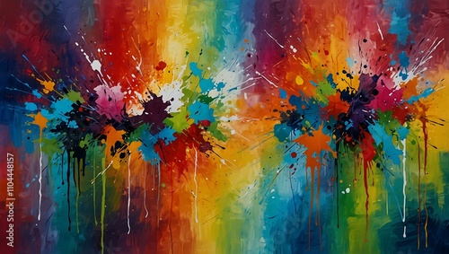 Colorful acrylic painting with textured background.