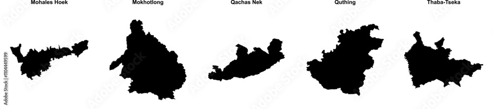 Mohales Hoek, Mokhotlong, Qachas Nek, Quthing, Thaba-Tseka outline maps