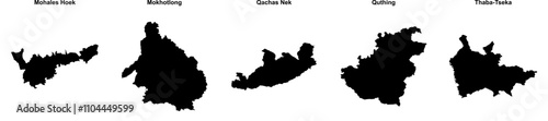 Mohales Hoek, Mokhotlong, Qachas Nek, Quthing, Thaba-Tseka outline maps