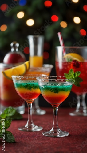 Wallpaper Mural Colorful cocktails with mint at a Christmas party. Torontodigital.ca