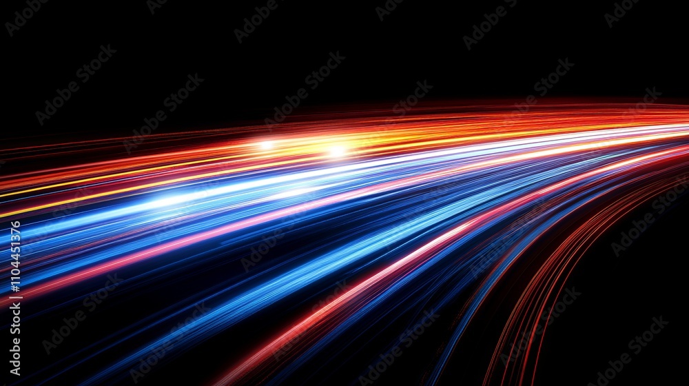 Abstract bright light trails creating dynamic patterns