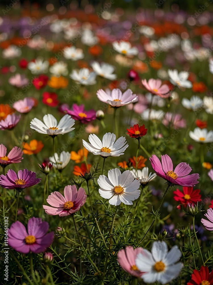 Fototapeta premium Colorful cosmos flower field.