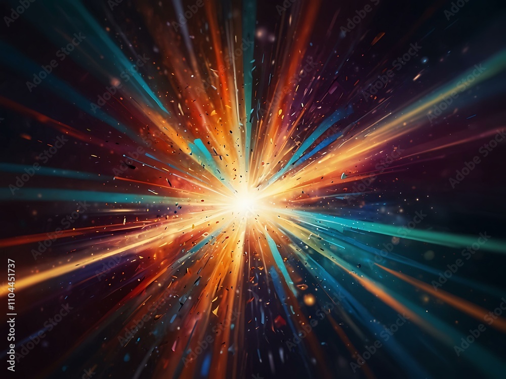 Naklejka premium Colorful explosion of light and abstract shapes.