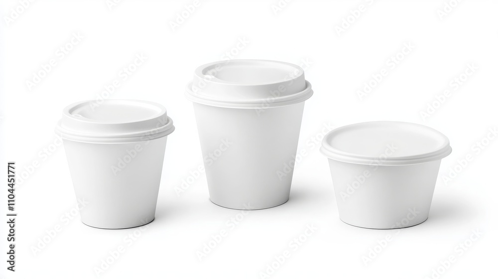 Blank takeout coffee cup templates in three sizes, isolated on white Blank takeout coffee cup templates in three sizes, isolated on white