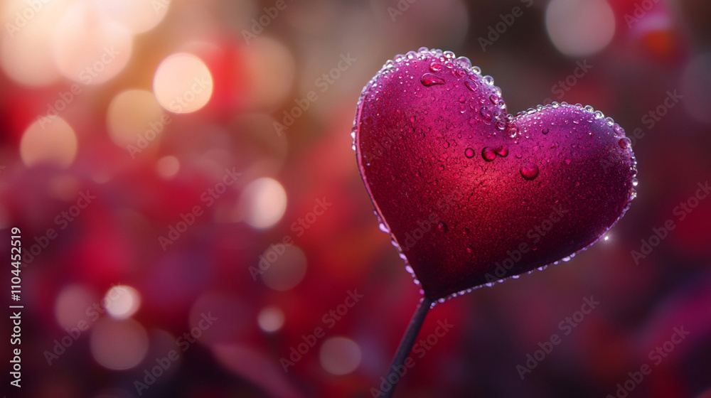 Fototapeta premium pink heart with pink blur background.ai generative
