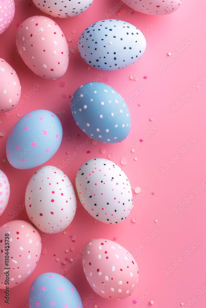 easter eggs happy easter pink background Generative AI
