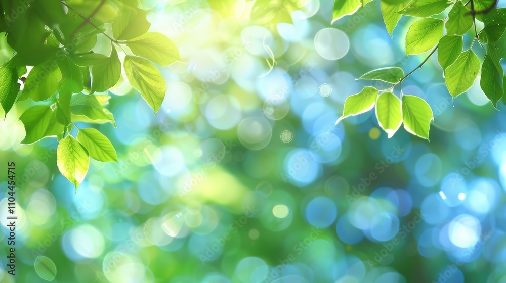 Blurred green and blue summer background with bright bokeh: Natural leaves cover ecology environment. Blurred green and blue summer background with bright bokeh: Natural leaves cover ecology environment.