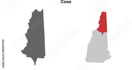 Coos County (New Hamshire) blank outline map set