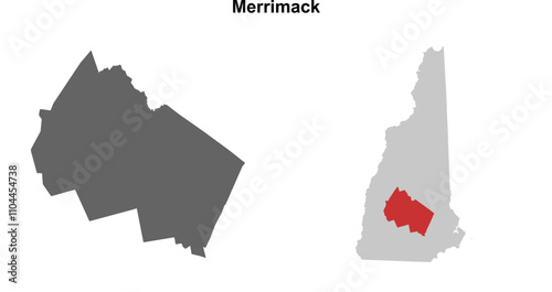 Merrimack County (New Hamshire) blank outline map set