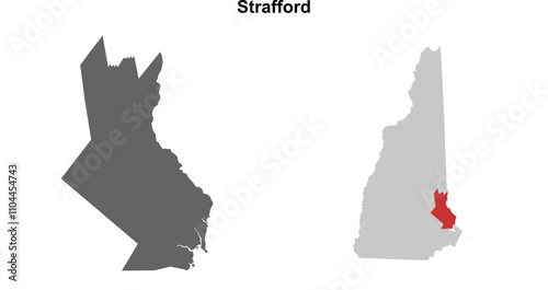 Strafford County (New Hamshire) blank outline map set