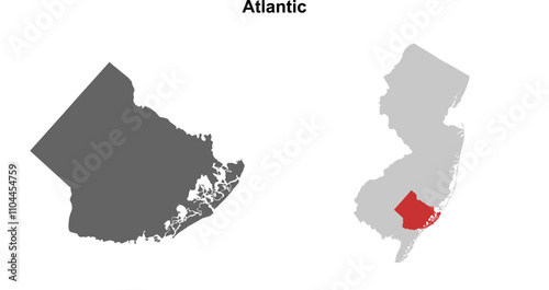 Atlantic County (New Jersey) blank outline map set