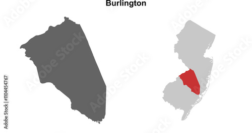 Burlington County (New Jersey) blank outline map set