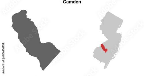 Camden County (New Jersey) blank outline map set