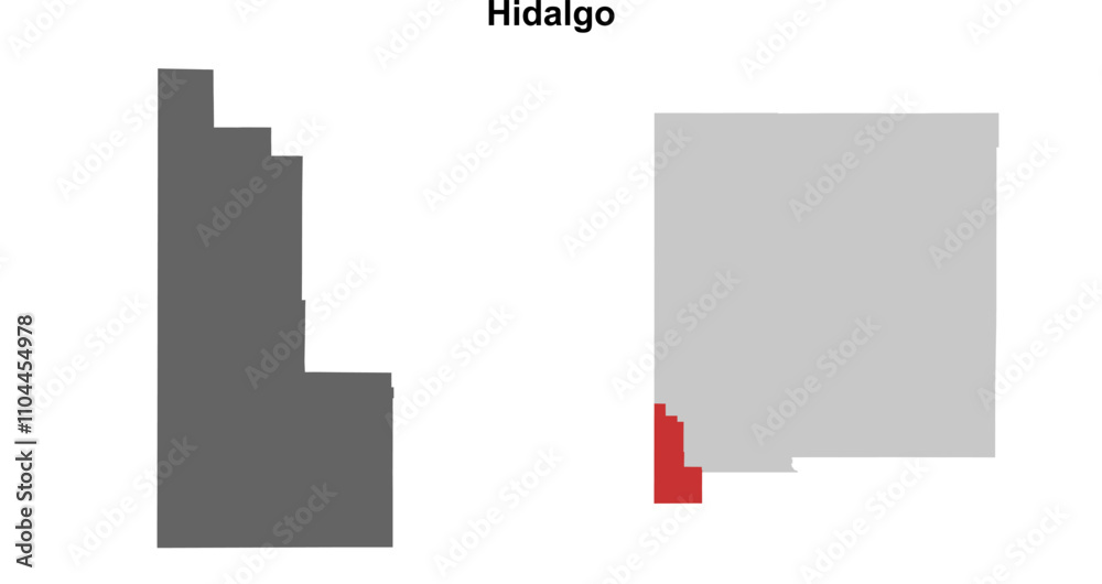 Hidalgo County (New Mexico) blank outline map set Hidalgo County (New Mexico) blank outline map set