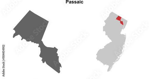 Passaic County (New Jersey) blank outline map set