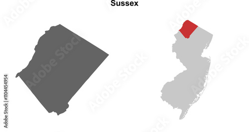 Sussex County (New Jersey) blank outline map set