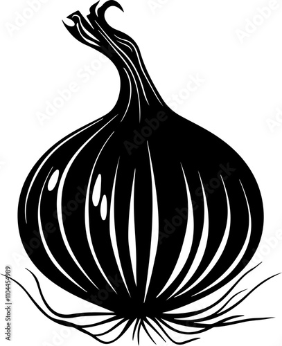 Stylized Black Onion Illustration