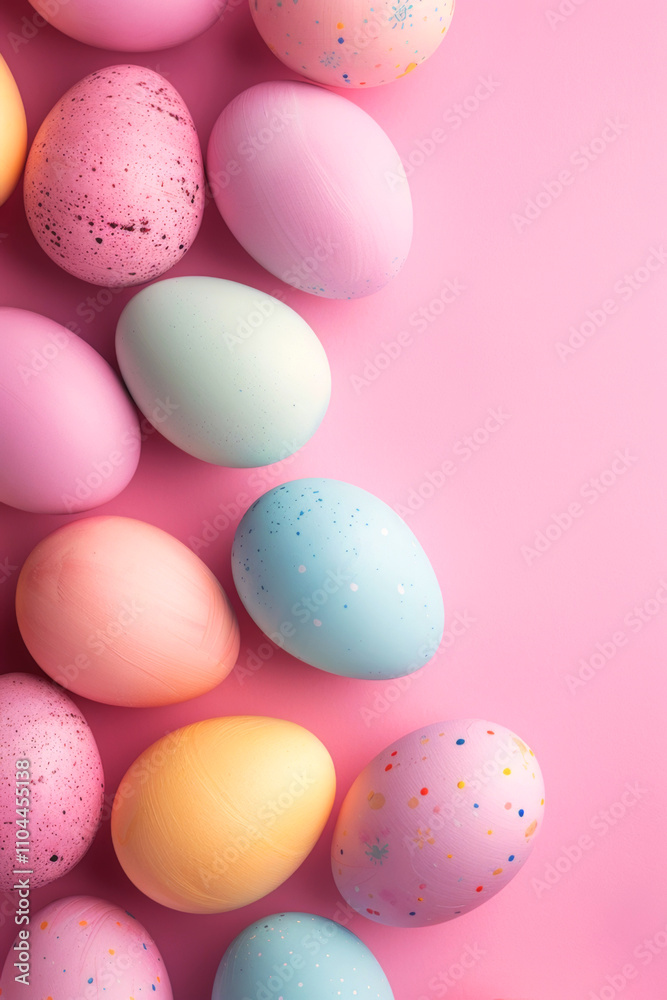 easter eggs happy easter pink background Generative AI easter eggs happy easter pink background Generative AI