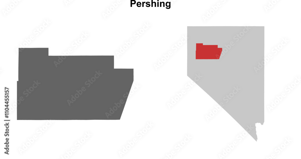 Pershing County (Nevada) blank outline map set Pershing County (Nevada) blank outline map set